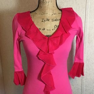 Womens XS X Small Blouse Ruffles Pink